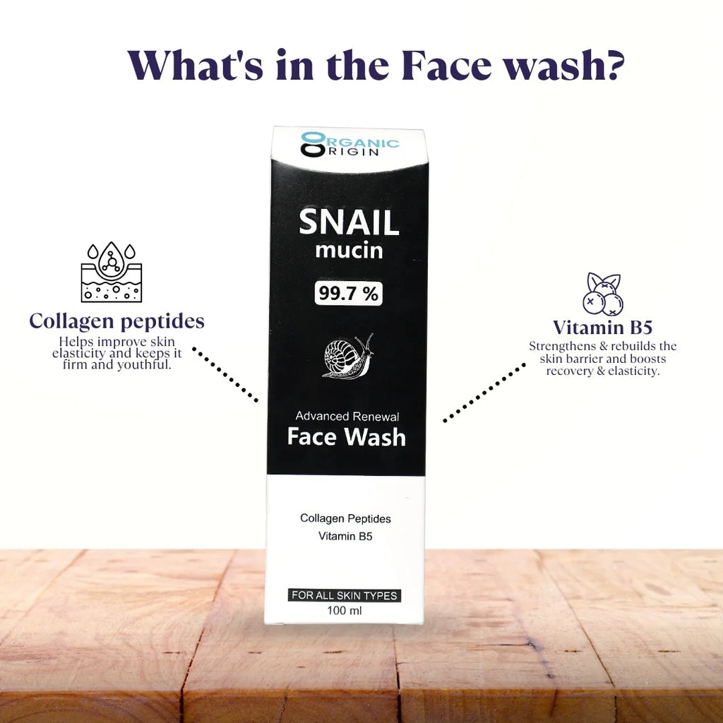 Organic Origin Snail Mucin Renewal Face Wash – Gentle Cleanse & Repair (100ml)