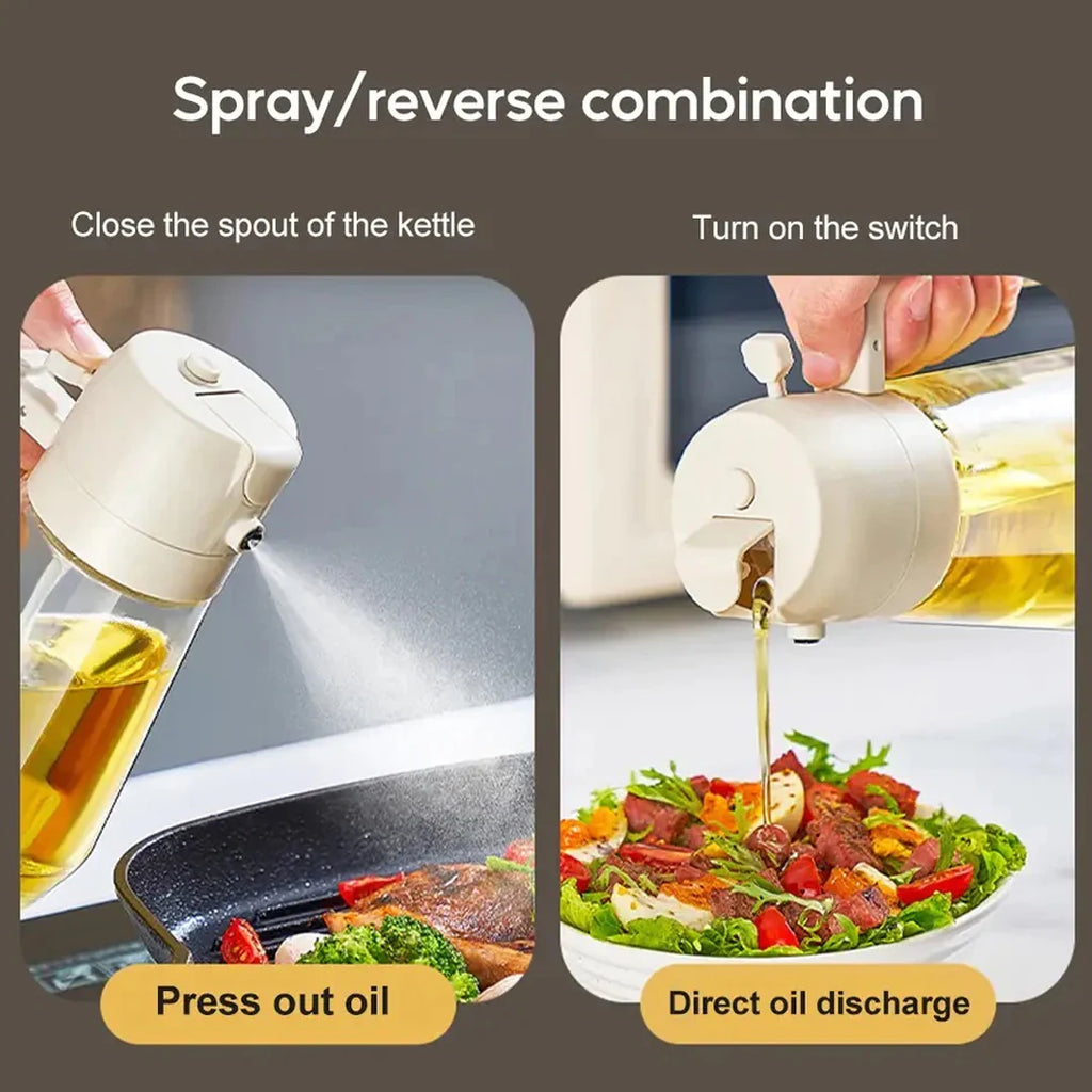 2-in-1 Oil Jug with Dispenser & Handle – Glass Cooking Oil Container | 450Ml - Glass (Random Color)
